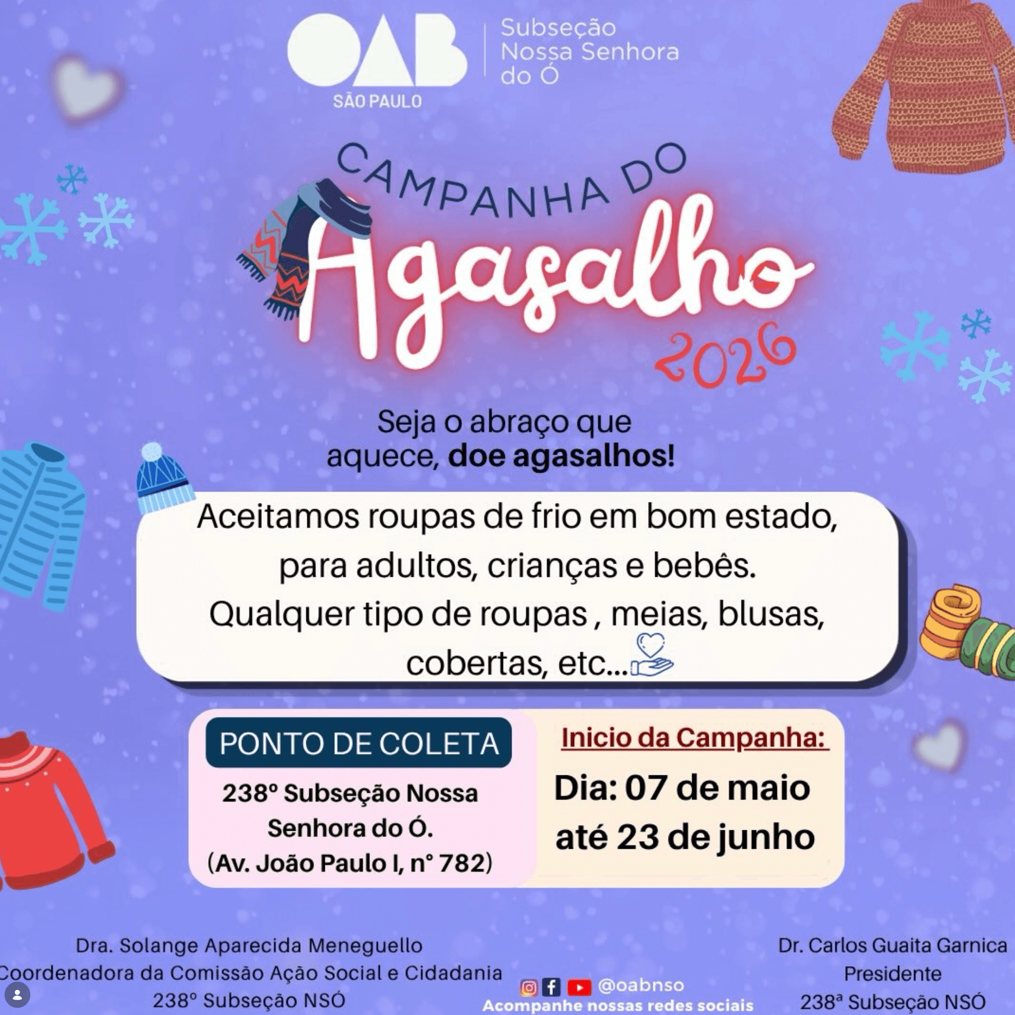 ❄️🧥 CAMPANHA DO AGASALHO 2026 🧥❄️